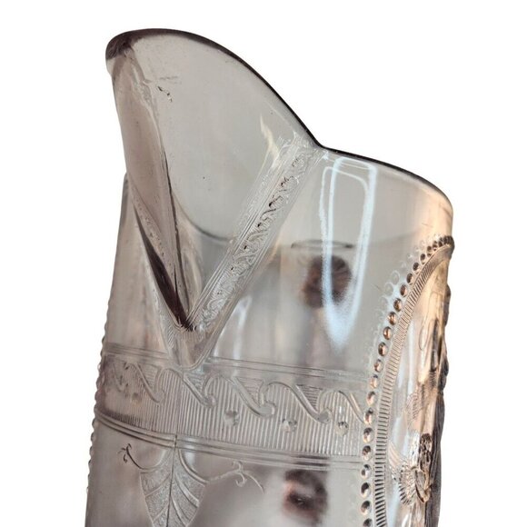 Antique Clear Glass Victorian Style Pitcher With Embossed Greek Mythology Design - Picture 11 of 16